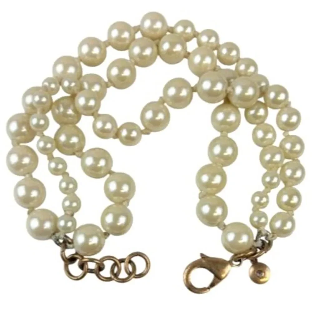 J.Crew Chunky Multi Strand Graduated Faux Pearl Statement Bracelet Classic Prep